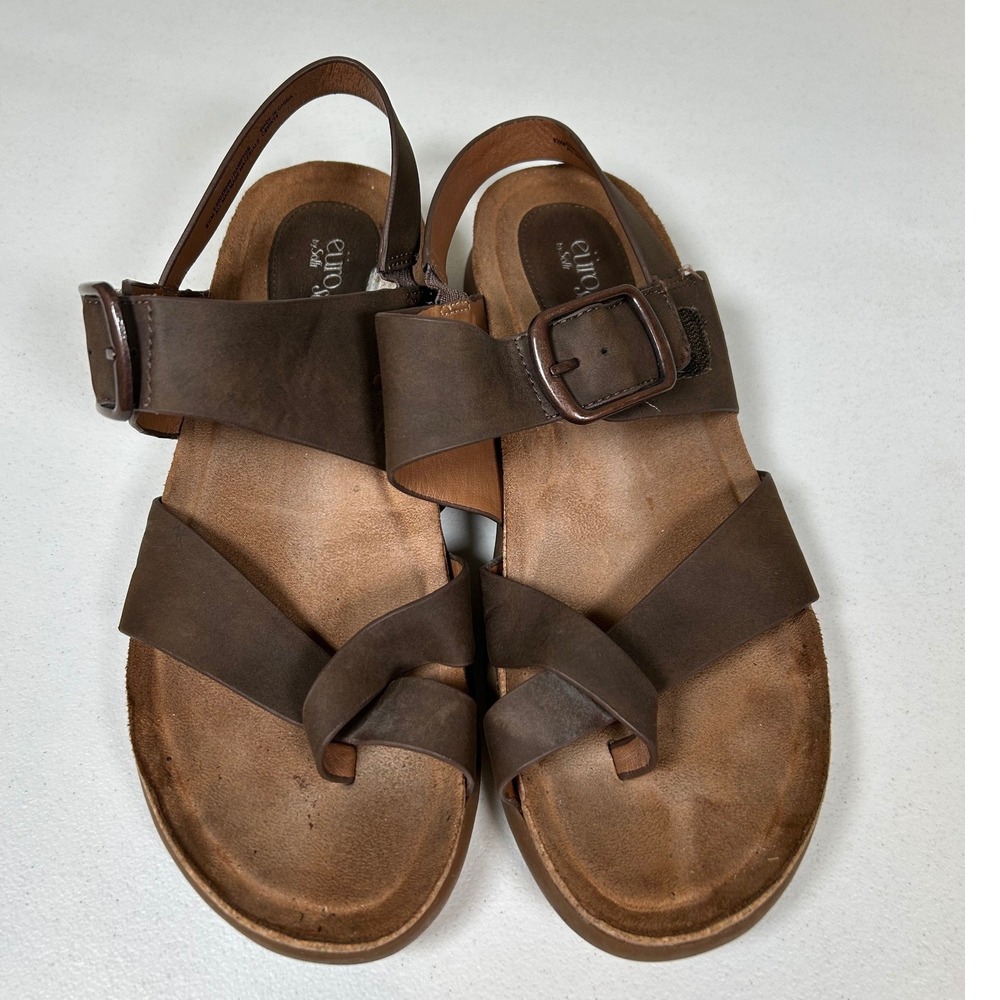EuroSoft Hampton Sandals Women's 9.5M Brown Strappy Buckle Comfort Shoes - Picture 2 of 9